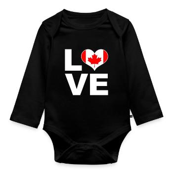 I love Canada heart flag Canada - Organic Longsleeve Baby Bodysuit - black - Front