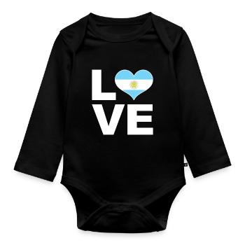 I love Argentina heart flag Argentina - Organic Longsleeve Baby Bodysuit - black - Front