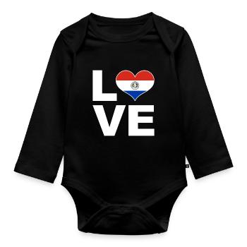 Ich liebe Paraguay Herz Flagge Paraguay - Baby Bio-Langarm-Body - Schwarz - Vorne