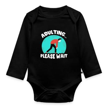 Grandir s’il vous plaît attendre la puberté d’anniversaire - Body Bébé bio manches longues - noir - Devant