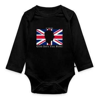 God Save The King Uk Flag - Organic Longsleeve Baby Bodysuit - black - Front