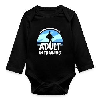Erwachsener In Ausbildung Geburtstag Erwachsen - Baby Bio-Langarm-Body - Schwarz - Vorne