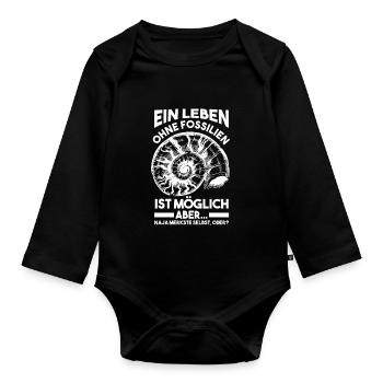Paläontologie Geologie Geologe Fossiliensammler - Baby Bio-Langarm-Body - Schwarz - Vorne