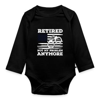 retired not my problem anymore usa Design - Baby Bio-Langarm-Body - Schwarz - Vorne