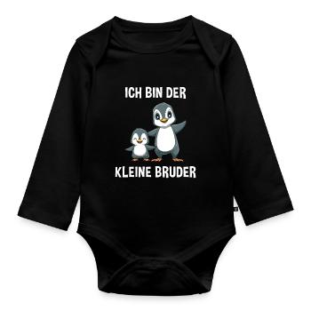 Pinguine Kleiner Bruder - Ich bin der kleine - Baby Bio-Langarm-Body - Schwarz - Vorne