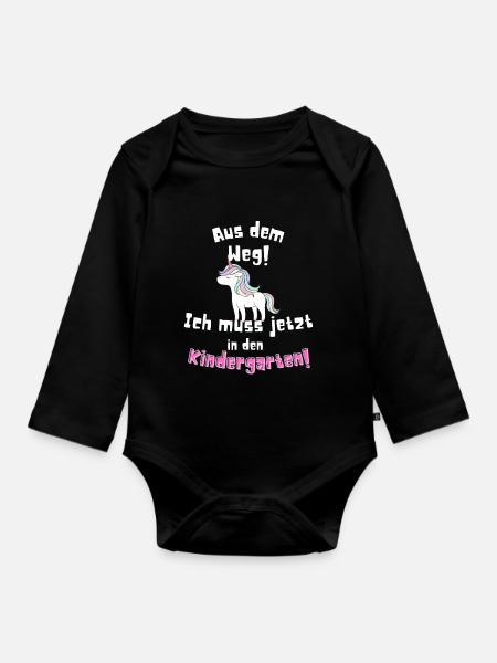 Kindergarten Kindergartenkind | Einhorn | Krippe - Baby Bio-Langarm-Body - Schwarz