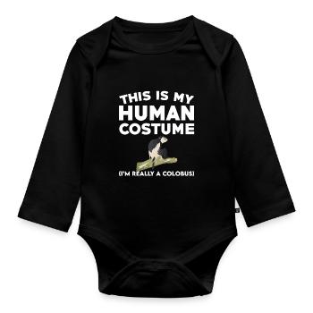 Drôle de chemise de singe colobe - Body Bébé bio manches longues - noir - Devant