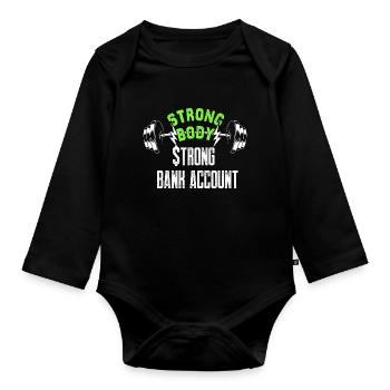 Argent Liberté financière Compte bancaire solide Fitnes - Body Bébé bio manches longues - noir - Devant