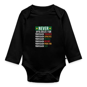Black History - Organic Longsleeve Baby Bodysuit - black - Front