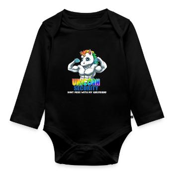 Strong Unicorn Security Dont Mess With My - Baby Bio-Langarm-Body - Schwarz - Vorne