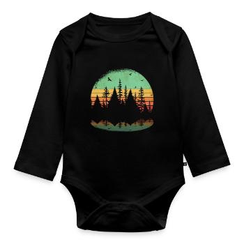 Retro Forest Randonnée en plein air Nature - Body Bébé bio manches longues - noir - Devant