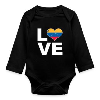 Ich liebe Venezuela Herz Flagge Venezuela - Baby Bio-Langarm-Body - Schwarz - Vorne