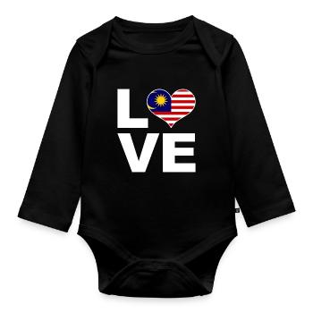 Ich liebe Malaysia Herz Flagge Malaysia - Baby Bio-Langarm-Body - Schwarz - Vorne