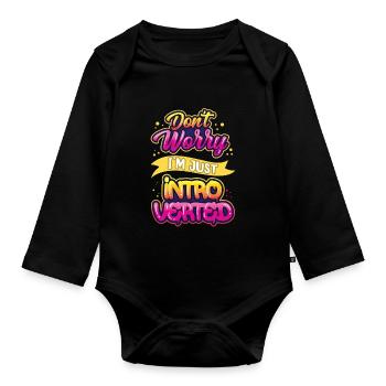 Ne vous inquiétez pas, je suis juste introverti timide - Body Bébé bio manches longues - noir - Devant