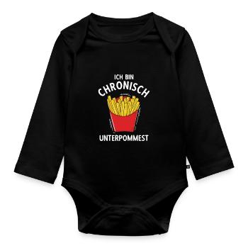 Pommes Frites Pommes Liebhaber Pommes Fritten Spru - Baby Bio-Langarm-Body - Schwarz - Vorne