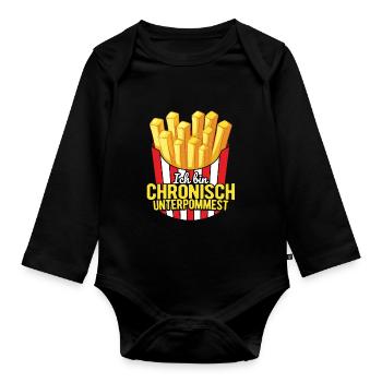 Pommes Frites Pommes Liebhaber Pommes Fritten Gesc - Baby Bio-Langarm-Body - Schwarz - Vorne