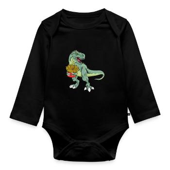 Pommes Frites Pommes Geschenk Pommes Fritten Spruc - Baby Bio-Langarm-Body - Schwarz - Vorne