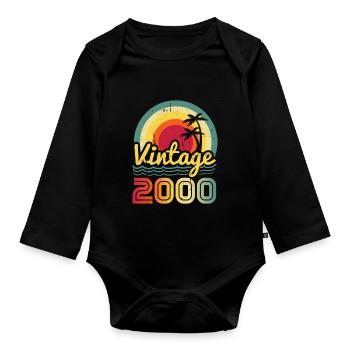 2000 - Organic Longsleeve Baby Bodysuit - black - Front