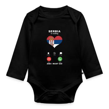 La Serbie appelle La Serbie Heart Souvenir - Body Bébé bio manches longues - noir - Devant