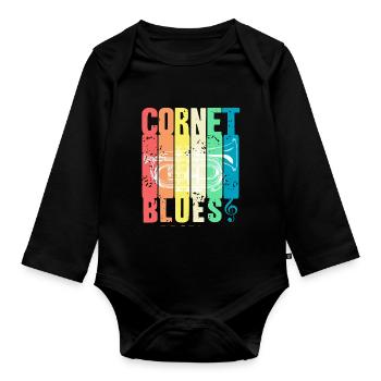 Retro Vintage Cornet BLUES Awesome Blues Lover - Organic Longsleeve Baby Bodysuit - black - Front
