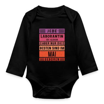 Chemiker Geburtstag Mai geboren Laborantin - Baby Bio-Langarm-Body - Schwarz - Vorne