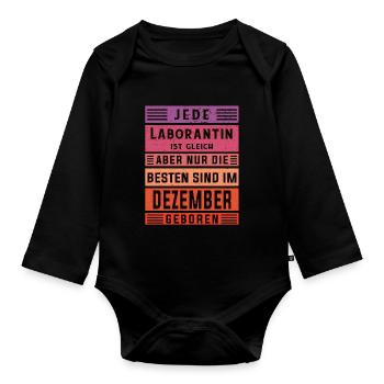 Chemiker Geburtstag Dezember geboren Laborantin - Baby Bio-Langarm-Body - Schwarz - Vorne