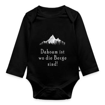 Dahoam ist wo die Berge sind - Baby Bio-Langarm-Body - Schwarz - Vorne