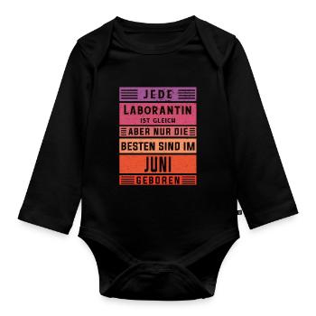 Chemiker Geburtstag Juni geboren Laborantin - Baby Bio-Langarm-Body - Schwarz - Vorne
