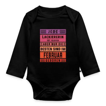 Maler Anstreicher Geburtstag Februar geboren - Baby Bio-Langarm-Body - Schwarz - Vorne