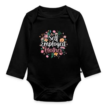 Self-employed mother Self-employed freelancer - Organic Longsleeve Baby Bodysuit - black - Front