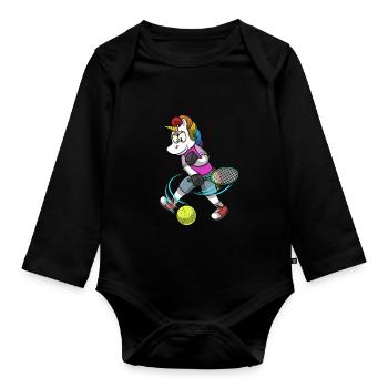 Tennis PLayer Licorne Tennis - Body Bébé bio manches longues - noir - Devant
