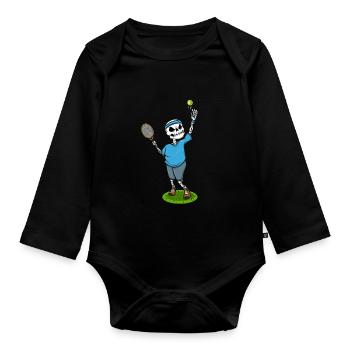 Skeleton Tennis Player - Organic Longsleeve Baby Bodysuit - black - Front