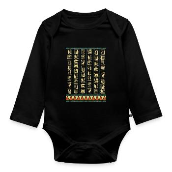 Hieroglyphs Pyramids Ancient Egypt - Organic Longsleeve Baby Bodysuit - black - Front
