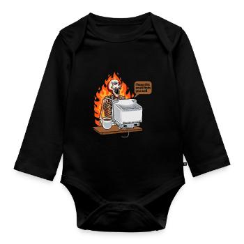 Gesättigter Kaffee bei der Arbeit Neue E-Mail - Baby Bio-Langarm-Body - Schwarz - Vorne