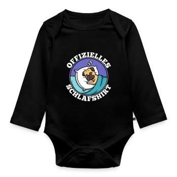 Offizielles schlafshirt Mops - Baby Bio-Langarm-Body - Schwarz - Vorne