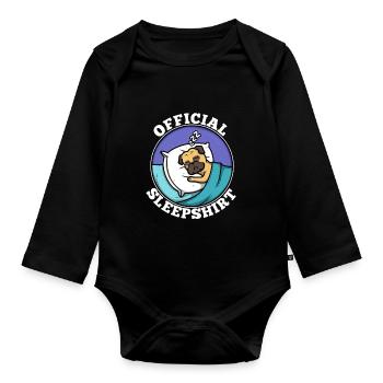 Official sleepshirt Pug - Organic Longsleeve Baby Bodysuit - black - Front