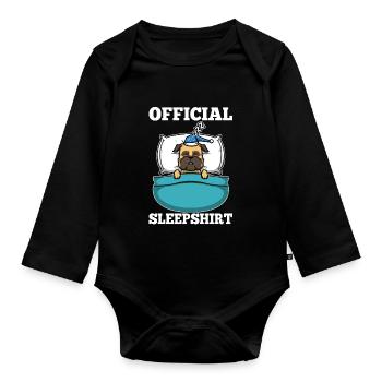 Official sleepshirt Pug - Organic Longsleeve Baby Bodysuit - black - Front