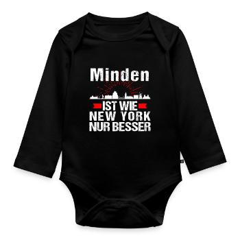 Minden Ist Wie New York Nur Besser - Baby Bio-Langarm-Body - Schwarz - Vorne