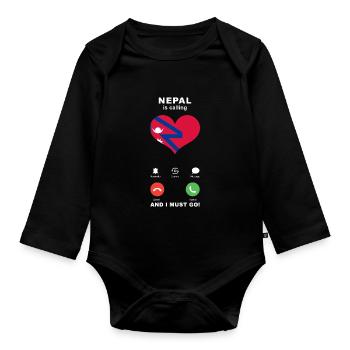 Le Népal appelle Nepal Heart Souvenir - Body Bébé bio manches longues - noir - Devant