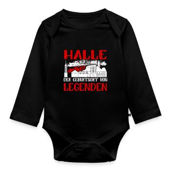 Halle Der Geburtsort Von Legenden - Baby Bio-Langarm-Body - Schwarz - Vorne