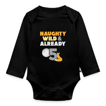 5 Jahre Geburtstag Junge Mädchen Fuchs - Baby Bio-Langarm-Body - Schwarz - Vorne