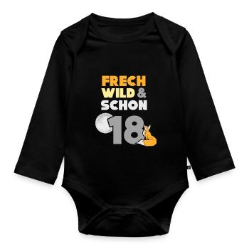 18 Jahre Geburtstag Fuchs - Baby Bio-Langarm-Body - Schwarz - Vorne