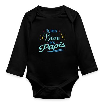 Plus Beau Des Papis Cadeau Fête Des Grands-Pères - Body Bébé bio manches longues - noir - Devant