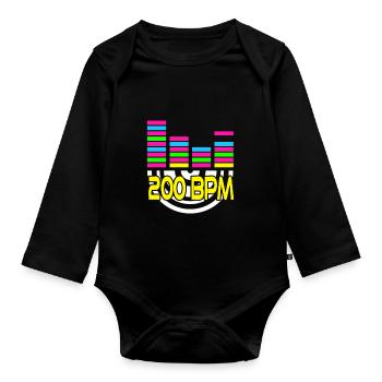 200 BPM Cool Retro Deejay DJ Designs T-Shirt - Organic Longsleeve Baby Bodysuit - black - Front