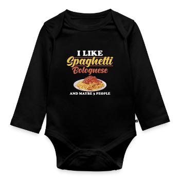 Spaghetti bolognaise - Body Bébé bio manches longues - noir - Devant