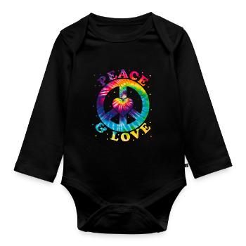 Frieden Liebe Hippie - Baby Bio-Langarm-Body - Schwarz - Vorne