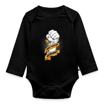 Anti autocracy - Organic Longsleeve Baby Bodysuit - black - Front