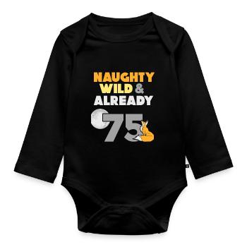 Geschenk 75 Jahre Geburtstag Frau Fuchs - Baby Bio-Langarm-Body - Schwarz - Vorne