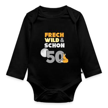 Geschenk 50 Jahre Geburtstag Frau Fuchs - Baby Bio-Langarm-Body - Schwarz - Vorne