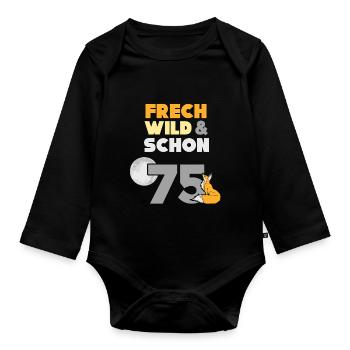 Geschenk 75 Jahre Geburtstag Frau Fuchs - Baby Bio-Langarm-Body - Schwarz - Vorne